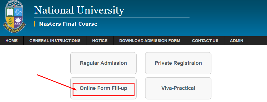 Masters (Final Year) Exam Online Application Process