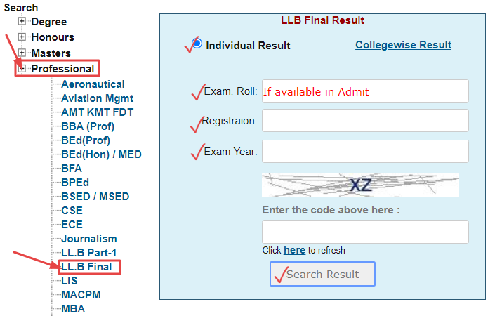 LLB Final Year Exam Result