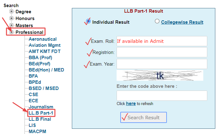 LLB Part 1 Exam Result 2022