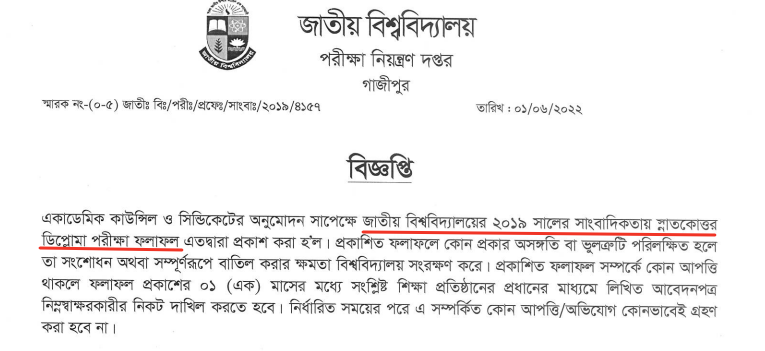 Postgraduate Diploma In Journalism Exam Result 2022