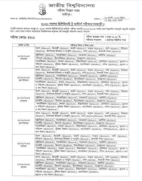 Masters 1st Year Exam Routine 2023